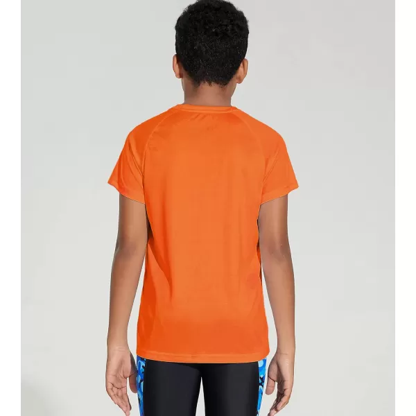 DEVOROPA Youth Boys Rash Guard Toddler Swim Shirts Short Sleeve Sun Shirts Lightweight Quick Dry UPF 50 Kids Surf SwimsuitOrange