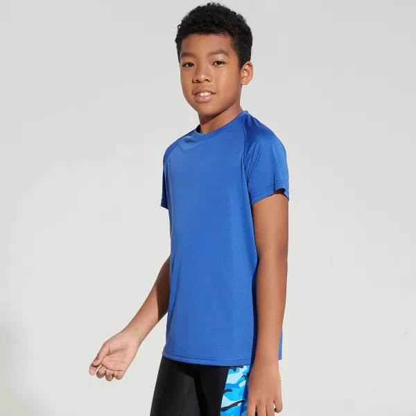 DEVOROPA Youth Boys Rash Guard Toddler Swim Shirts Short Sleeve Sun Shirts Lightweight Quick Dry UPF 50 Kids Surf SwimsuitRoyal