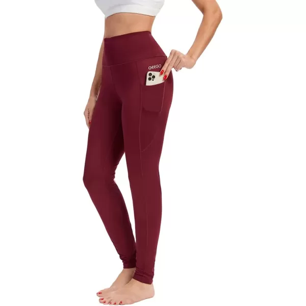 GeeGo Womens Fleece Lined Winter Leggings High Waisted Thermal Yoga Pants Running Wokout Tights with Side Pockets
