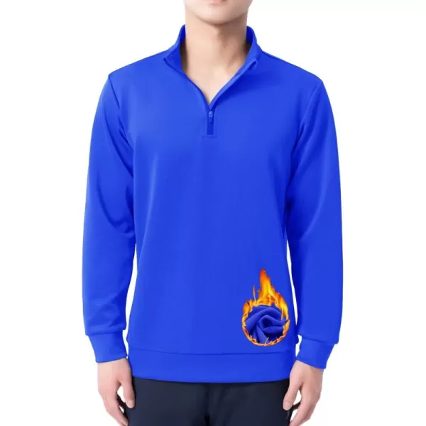 DEVOROPA Boys 14 Zip Pullover Jacket Fleece Lined Long Sleeve Kids Running Workout Tops Water Resistant Golf Thermal ShirtsRoyal Blue