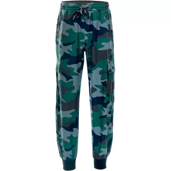 DEVOROPA Boys Joggers Lightweight Hiking Cargo Pants Water Resistant UPF 50 Quick Dry Youth Kids Athletic Running PantsCamo