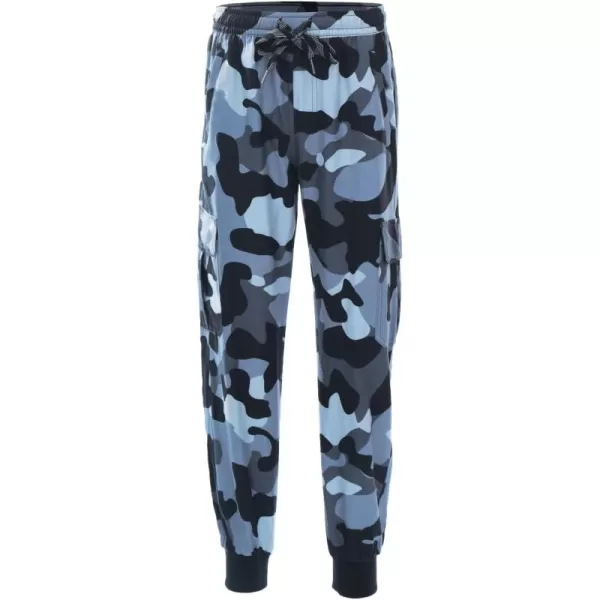 DEVOROPA Boys Joggers Lightweight Hiking Cargo Pants Water Resistant UPF 50 Quick Dry Youth Kids Athletic Running PantsCamo Gray