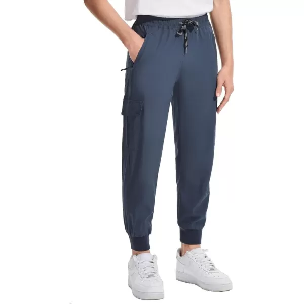 DEVOROPA Boys Joggers Lightweight Hiking Cargo Pants Water Resistant UPF 50 Quick Dry Youth Kids Athletic Running PantsCool Gray