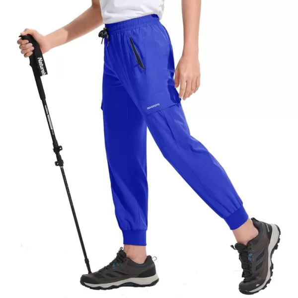 DEVOROPA Boys Joggers Lightweight Hiking Cargo Pants Water Resistant UPF 50 Quick Dry Youth Kids Athletic Running PantsRoyal Blue