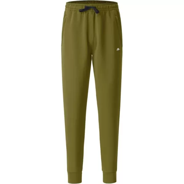 DEVOROPA Boys Joggers Water Resistant Lightweight Youth Tapered Leg Sweatpants Kids Track Running Athletic Pants Zip PocketsArmy Green