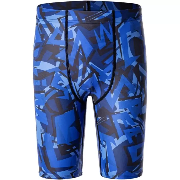 DEVOROPA Boys Swim Jammers Youth Competitive Swim Team Suit Quick Dry Athletic Swimming Shorts UPF 50Abstract B