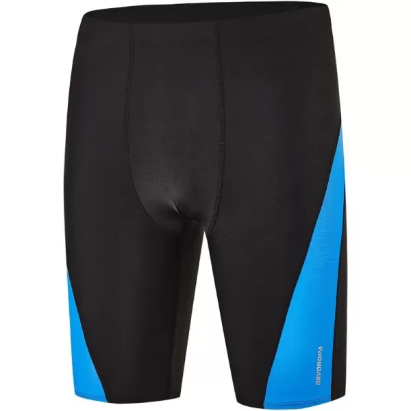 DEVOROPA Boys Swim Jammers Youth Competitive Swim Team Suit Quick Dry Athletic Swimming Shorts UPF 50BlackBlue