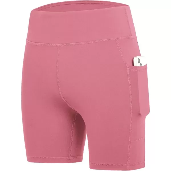 DEVOROPA Girls 5quot Spandex Volleyball Shorts Stretch Youth Athletic Gymnastics Shorts Kid Yoga Dance Compression Shorts PocketPink