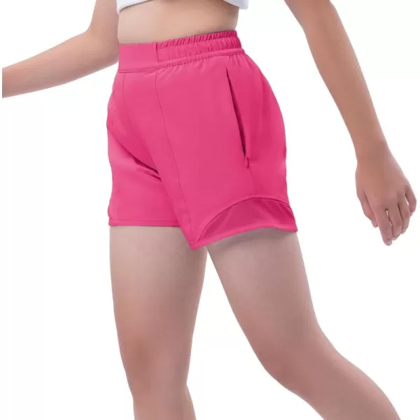 DEVOROPA Girls Athletic Shorts with Zip Pockets Lightweight Running Sports Active Basketball Shorts Kids Gym Preppy Shorts