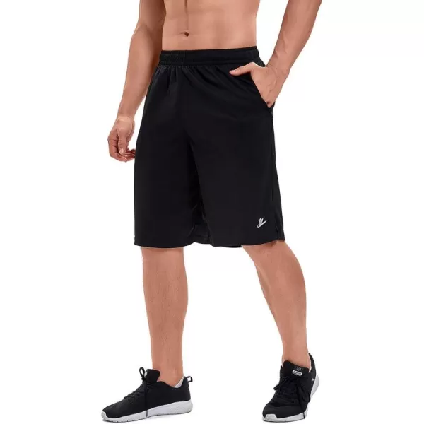 DEVOROPA Mens Athletic Basketball Shorts LooseFit Performance Sports Workout Shorts Zipper PocketsBlackmesh Fabric