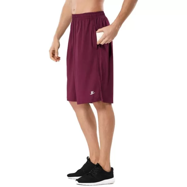 DEVOROPA Mens Athletic Basketball Shorts LooseFit Performance Sports Workout Shorts Zipper PocketsMaroon