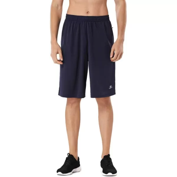 DEVOROPA Mens Athletic Basketball Shorts LooseFit Performance Sports Workout Shorts Zipper PocketsNavy