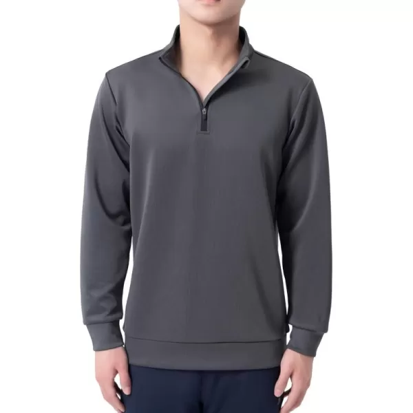 DEVOROPA Youth Boys 14 Zip Pullover Long Sleeve Lightweight Performance Golf Shirts Kids Running Workout Top Water ResistantDark Grey
