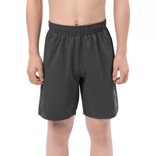 DEVOROPA Youth Boys Athletic Running Shorts Lightweight Quick Dry Sports Workout Gym Hiking Shorts Zip Pockets UPF 50Dark Gray