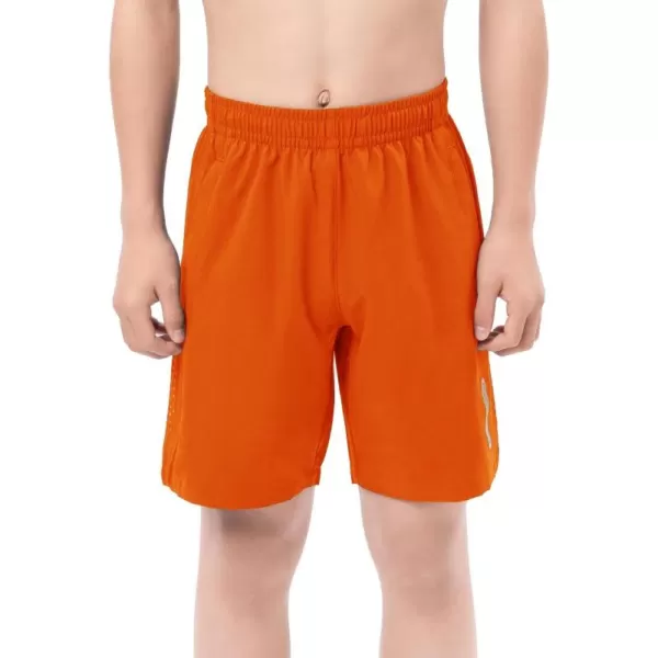 DEVOROPA Youth Boys Athletic Running Shorts Lightweight Quick Dry Sports Workout Gym Hiking Shorts Zip Pockets UPF 50Orange