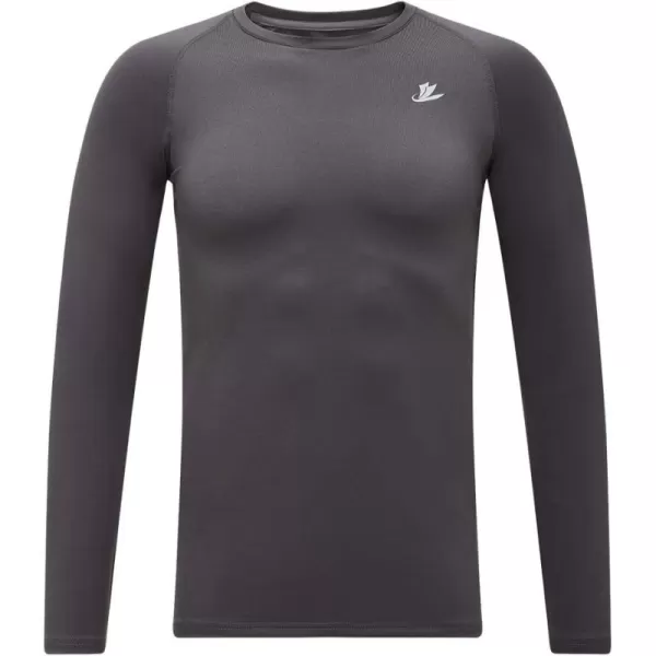 DEVOROPA Youth Boys Compression Shirt Long Sleeve Football Baseball Undershirt Quick Dry Sports BaselayerGray