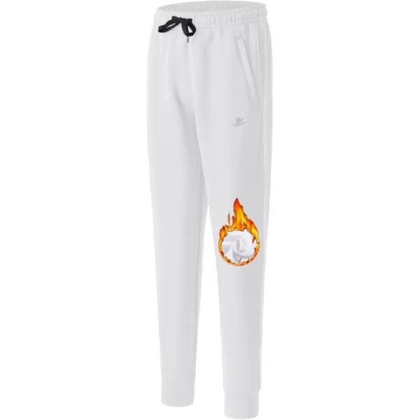 DEVOROPA Youth Boys Joggers Fleece Lined Water Resistant Tapered Sweatpants Winter Thermal Track Athletic Pants Zip PocketsWhite