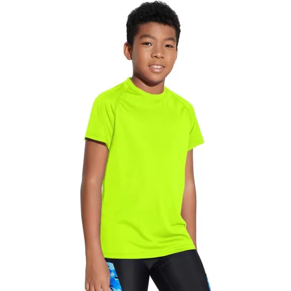 DEVOROPA Youth Boys Rash Guard Toddler Swim Shirts Short Sleeve Sun Shirts Lightweight Quick Dry UPF 50 Kids Surf SwimsuitFluorescent Green