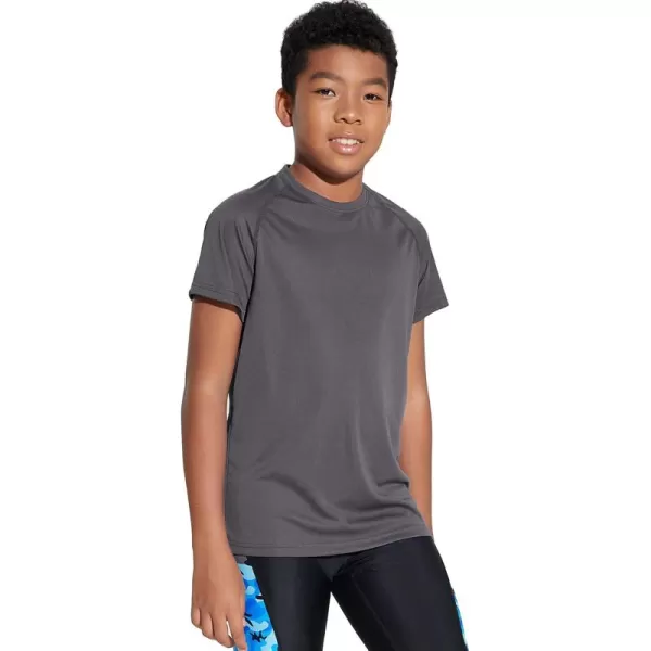 DEVOROPA Youth Boys Rash Guard Toddler Swim Shirts Short Sleeve Sun Shirts Lightweight Quick Dry UPF 50 Kids Surf SwimsuitGray