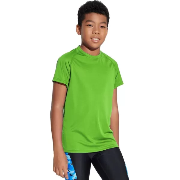 DEVOROPA Youth Boys Rash Guard Toddler Swim Shirts Short Sleeve Sun Shirts Lightweight Quick Dry UPF 50 Kids Surf SwimsuitGreen