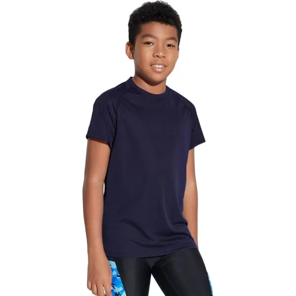 DEVOROPA Youth Boys Rash Guard Toddler Swim Shirts Short Sleeve Sun Shirts Lightweight Quick Dry UPF 50 Kids Surf SwimsuitNavy