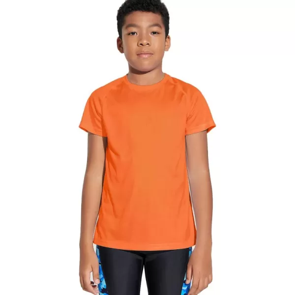 DEVOROPA Youth Boys Rash Guard Toddler Swim Shirts Short Sleeve Sun Shirts Lightweight Quick Dry UPF 50 Kids Surf SwimsuitOrange