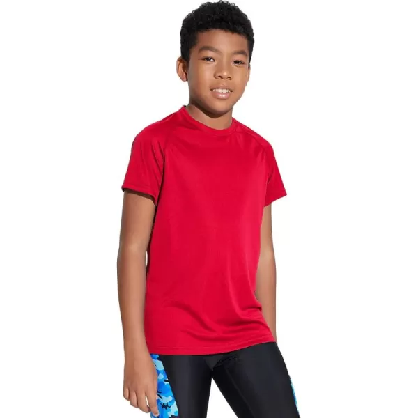 DEVOROPA Youth Boys Rash Guard Toddler Swim Shirts Short Sleeve Sun Shirts Lightweight Quick Dry UPF 50 Kids Surf SwimsuitRed