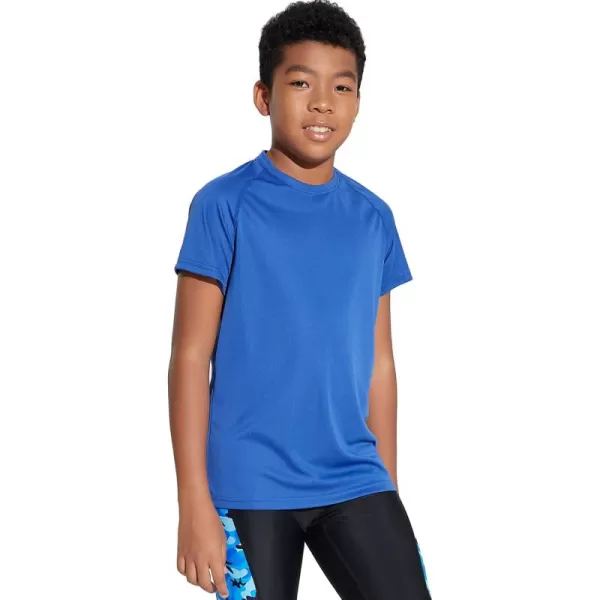 DEVOROPA Youth Boys Rash Guard Toddler Swim Shirts Short Sleeve Sun Shirts Lightweight Quick Dry UPF 50 Kids Surf SwimsuitRoyal