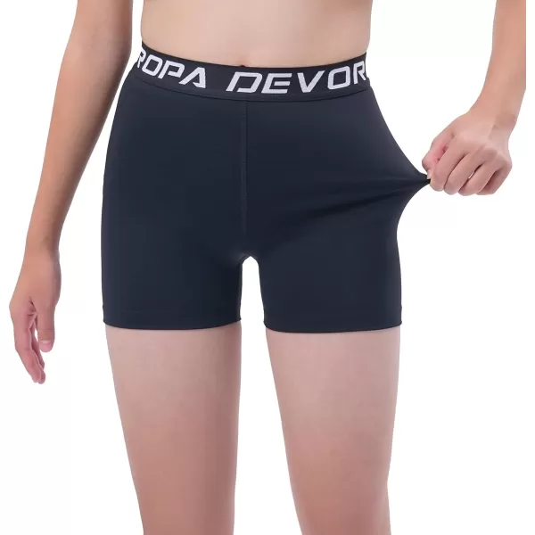 imageDEVOROPA Girls 3quot Spandex Volleyball Compression Shorts Stretch Youth Gymnastics Workout Cheer Dance Yoga Shorts No PocketsBlack