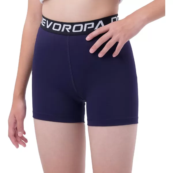 imageDEVOROPA Girls 3quot Spandex Volleyball Compression Shorts Stretch Youth Gymnastics Workout Cheer Dance Yoga Shorts No PocketsNavy