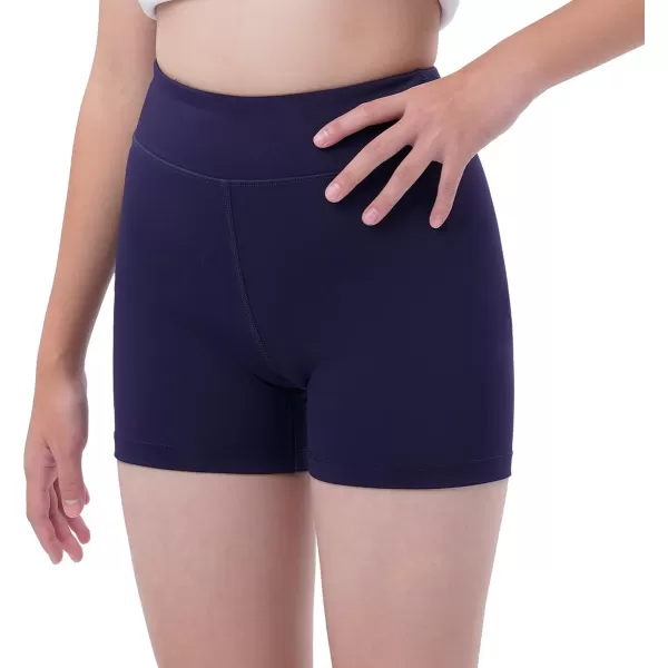imageDEVOROPA Girls 3quot Spandex Volleyball Compression Shorts Stretch Youth Gymnastics Workout Cheer Dance Yoga Shorts No PocketsNavy01