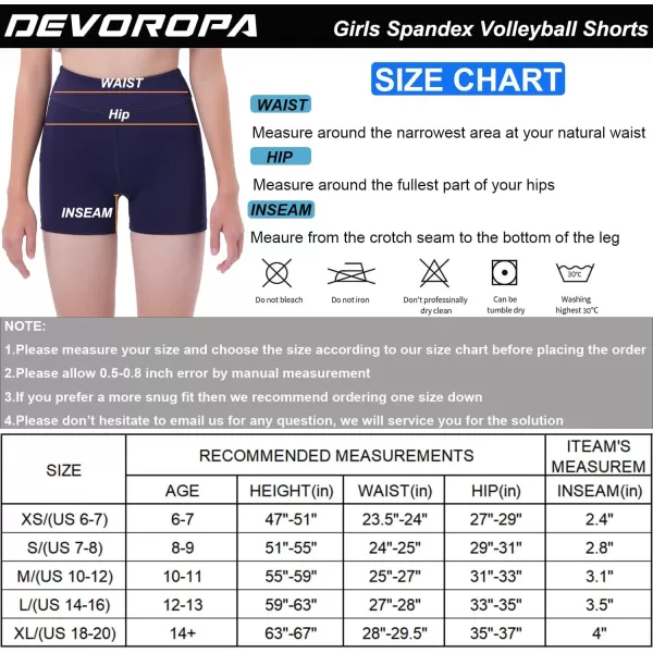 imageDEVOROPA Girls 3quot Spandex Volleyball Compression Shorts Stretch Youth Gymnastics Workout Cheer Dance Yoga Shorts No PocketsNavy01