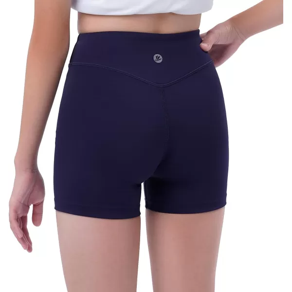 imageDEVOROPA Girls 3quot Spandex Volleyball Compression Shorts Stretch Youth Gymnastics Workout Cheer Dance Yoga Shorts No PocketsNavy01