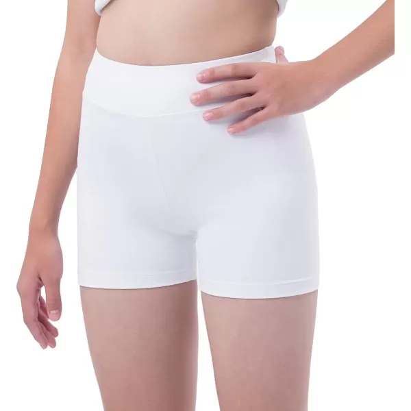 imageDEVOROPA Girls 3quot Spandex Volleyball Compression Shorts Stretch Youth Gymnastics Workout Cheer Dance Yoga Shorts No PocketsWhite01