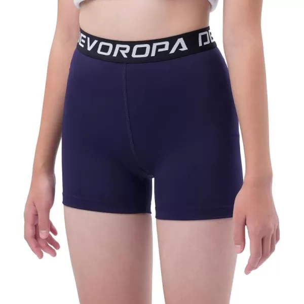 imageDEVOROPA Girls 3quot Spandex Volleyball Compression Shorts Stretch Youth Gymnastics Workout Cheer Dance Yoga Shorts No PocketsNavy