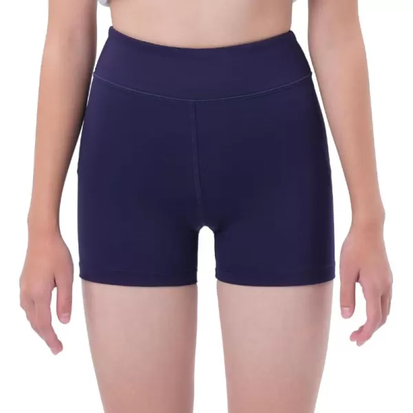 imageDEVOROPA Girls 3quot Spandex Volleyball Compression Shorts Stretch Youth Gymnastics Workout Cheer Dance Yoga Shorts No PocketsNavy01