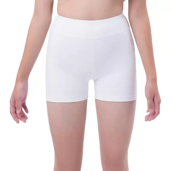 imageDEVOROPA Girls 3quot Spandex Volleyball Compression Shorts Stretch Youth Gymnastics Workout Cheer Dance Yoga Shorts No PocketsWhite01