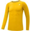 imageDEVOROPA Youth Boys Compression Shirt Long Sleeve Football Baseball Undershirt Quick Dry Kids Sports Baselayer CrewneckGold