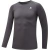 imageDEVOROPA Youth Boys Compression Shirt Long Sleeve Football Baseball Undershirt Quick Dry Kids Sports Baselayer CrewneckGray