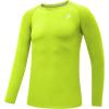 imageDEVOROPA Youth Boys Compression Shirt Long Sleeve Football Baseball Undershirt Quick Dry Kids Sports Baselayer CrewneckLime