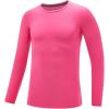 imageDEVOROPA Youth Boys Compression Shirt Long Sleeve Football Baseball Undershirt Quick Dry Kids Sports Baselayer CrewneckPink