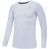 imageDEVOROPA Youth Boys Compression Shirt Long Sleeve Football Baseball Undershirt Quick Dry Kids Sports Baselayer CrewneckWhite