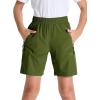 imageDEVOROPA Youth Boys Hiking Cargo Shorts Lightweight Quick Dry Athletic Running Workout Shorts Water Resistant Zip PocketsArmy Green