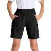 imageDEVOROPA Youth Boys Hiking Cargo Shorts Lightweight Quick Dry Athletic Running Workout Shorts Water Resistant Zip PocketsBlack