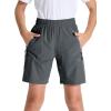 imageDEVOROPA Youth Boys Hiking Cargo Shorts Lightweight Quick Dry Athletic Running Workout Shorts Water Resistant Zip PocketsDark Gray