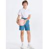 imageDEVOROPA Youth Boys Hiking Cargo Shorts Lightweight Quick Dry Athletic Running Workout Shorts Water Resistant Zip PocketsGray Blue
