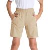 imageDEVOROPA Youth Boys Hiking Cargo Shorts Lightweight Quick Dry Athletic Running Workout Shorts Water Resistant Zip PocketsKhaki