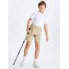 imageDEVOROPA Youth Boys Hiking Cargo Shorts Lightweight Quick Dry Athletic Running Workout Shorts Water Resistant Zip PocketsKhaki