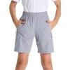 imageDEVOROPA Youth Boys Hiking Cargo Shorts Lightweight Quick Dry Athletic Running Workout Shorts Water Resistant Zip PocketsLight Gray