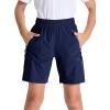 imageDEVOROPA Youth Boys Hiking Cargo Shorts Lightweight Quick Dry Athletic Running Workout Shorts Water Resistant Zip PocketsNavy